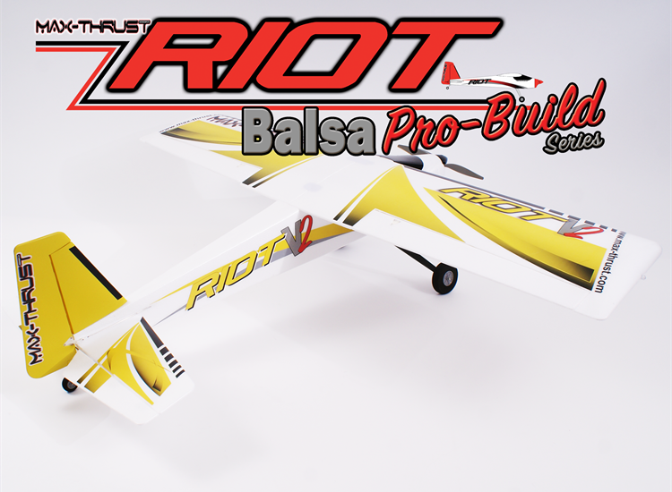 Max-Thrust Pro-Built Balsa Riot Kit Yellow - IC or Electric