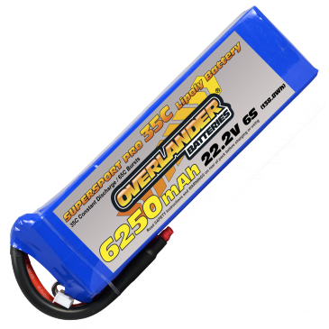 6250mAh 6S 22.2v 35C LiPo Battery - Overlander Supersport Pro