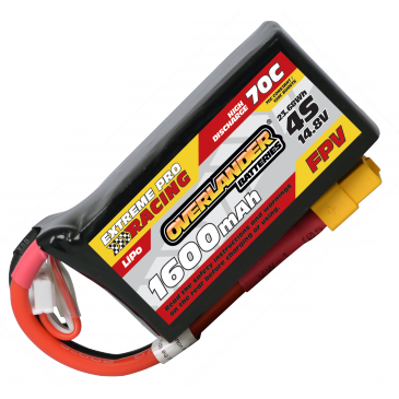 1600mAh 4S 14.8v 70C FPV Lipo Battery with XT60 Connector (Deep Shape) - High Discharge