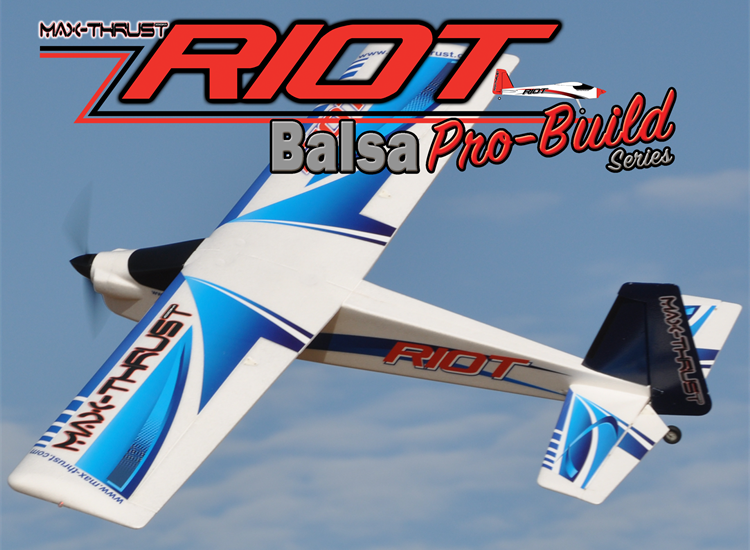 Max-Thrust Pro-Built Balsa Riot Kit Blue - IC or Electric