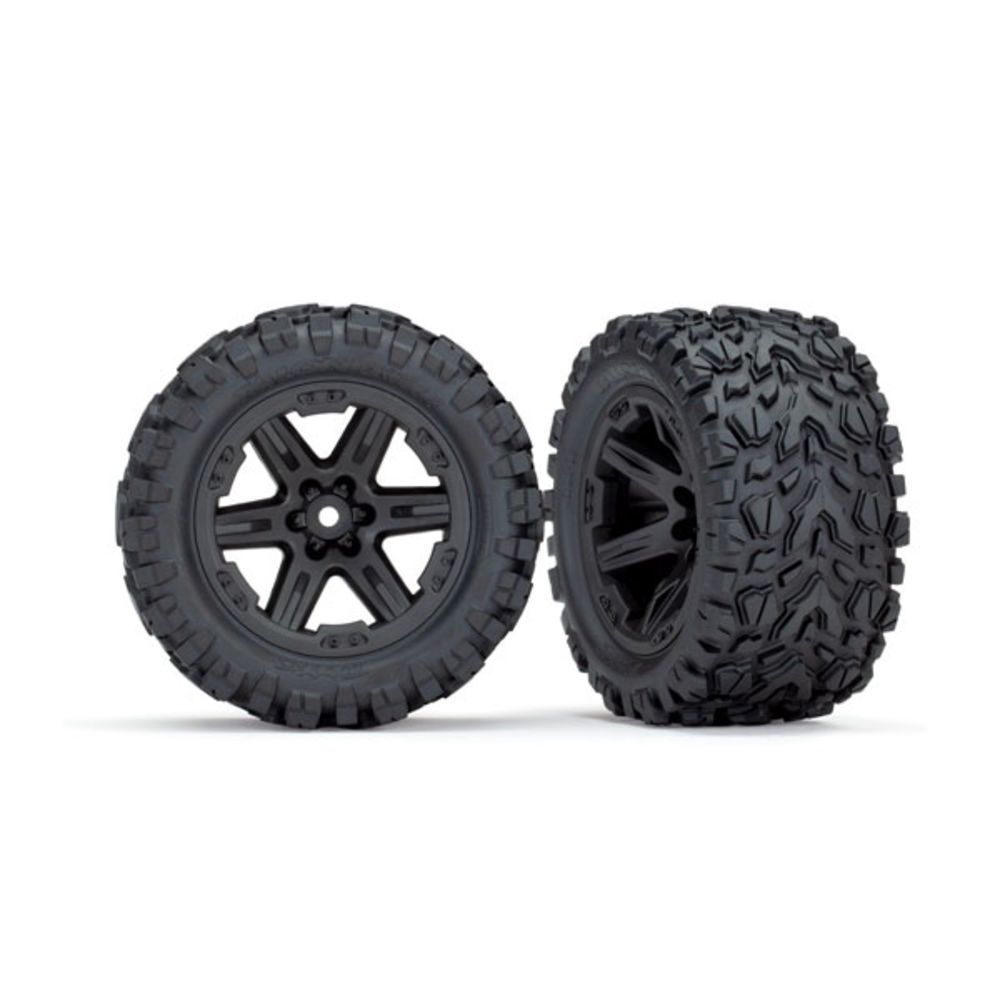 Tyres &amp; wheels, assembled, glued (2.8') (RXT black wheels, Talon Extreme Tyres, foam inserts) (4WD electric front/rear, 2WD electric front only) (2) (TSM rated)