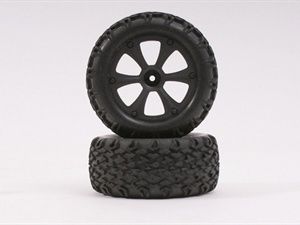 Black Wheel And Tyre (Pair)