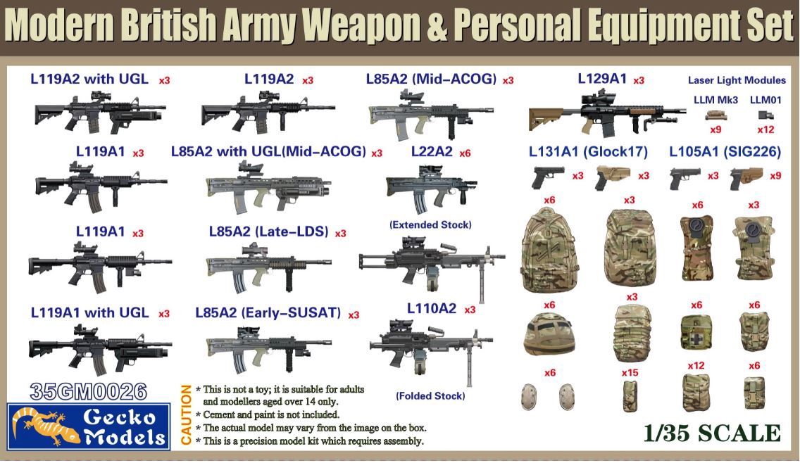 Military Gecko Models 1/35 Modern British Army Weapon and Personal Equipment Set