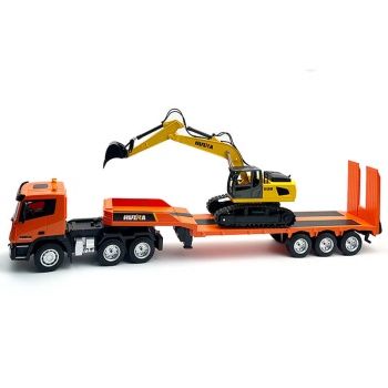 HuiNa 9Ch RC Platform Trailer &amp; 6Ch Excavator 2.4G Set 1:24