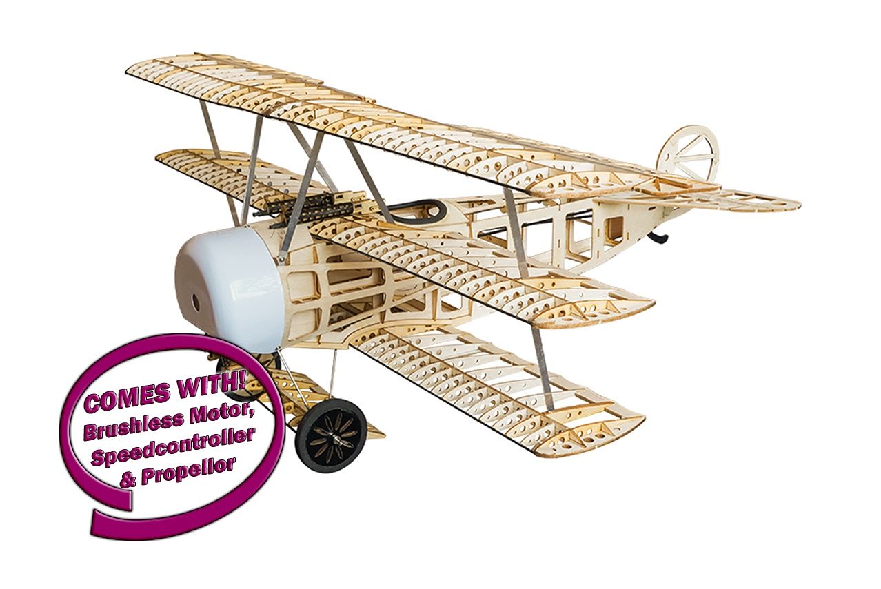 DW Fokker DR1 Balsa Kit 770mm (1100kv Motor, 20A ESC, Prop)