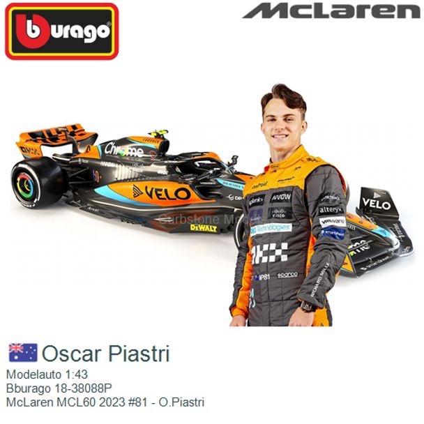 1:43 F1 Mclaren Mcl60 2023 With Helmet Piastri