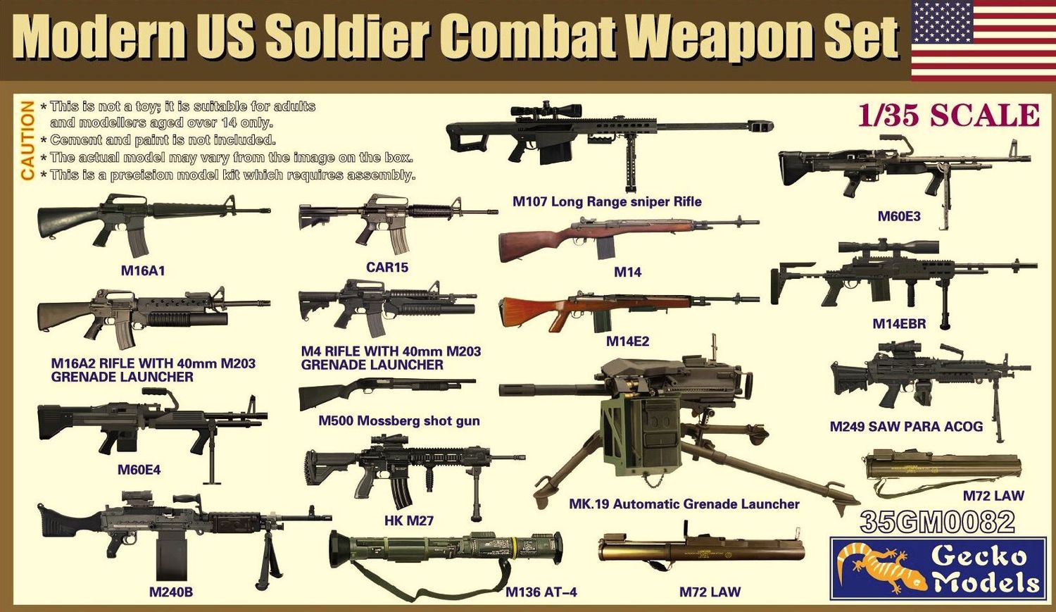 Military Gecko Models 1/35 Modern US Soldier Combat Weapon Set