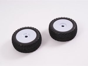 White Solid Wheel with Fitted Tyre (Pair) 1/8th 17mm Hex