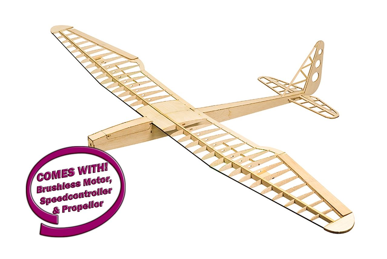 DW Sunbird Glider Balsa Kit 1.6M (1100kv Motor, 20a ESC, Prop)