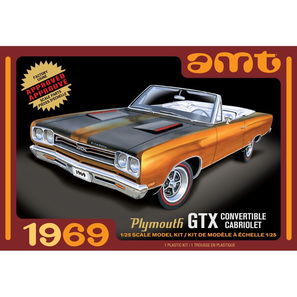 Cars, Bikes and Trucks AMT 1/25 1969 Plymouth GTX Convertible 2T