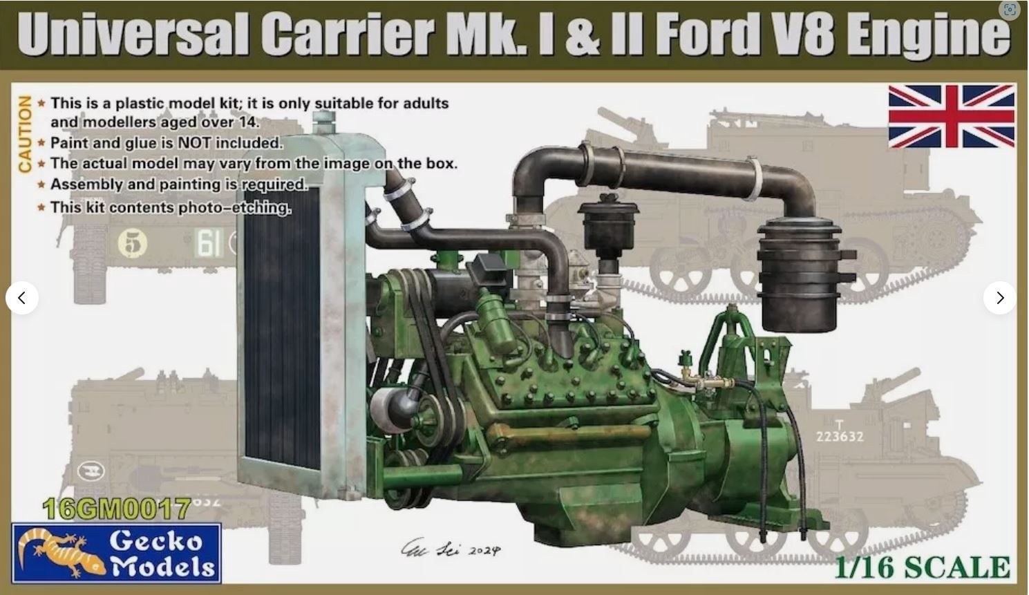 Military Gecko Models 1/16 MKI/MKII Ford V8 Engine For Universal Carrier