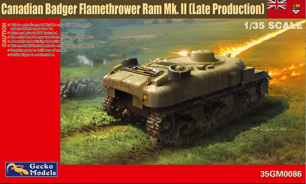 Military Gecko Models 1/35 Canadian Badger Flamethrower RAM MK II Late Production