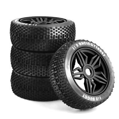 Buggy Wheel &amp; Tyre (pk4) 1/8th Offroad, Black