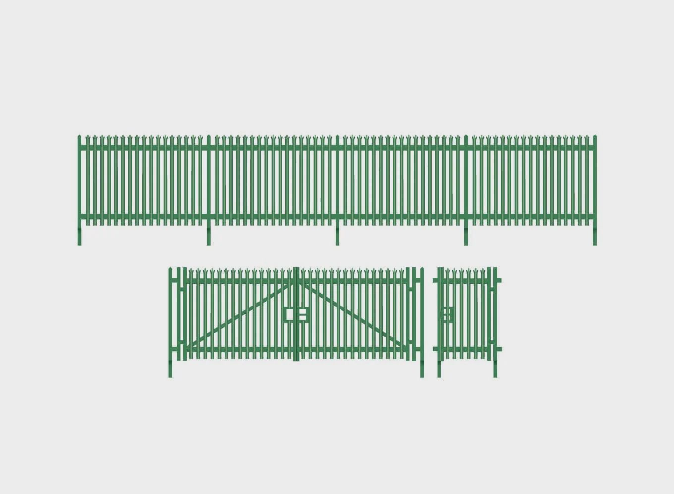 Modern Palisade Fencing with Gates