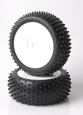 Mini Spike Silver 1/8 Pre-Glued Tyres (Pair)