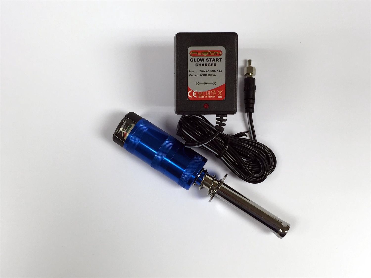 Aluminium Metered Glowstart (2400mAh 1.2V NiMh) + UK Charger