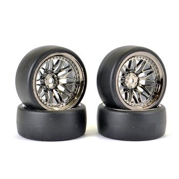 Drift D1 Tyres on 9mm Offset 20 Spoke Black Chrome Wheels (Pack of 4)