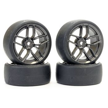 Drift D1 Tyres on 3mm Offset 10 Spoke Graphite Wheels (Pack of 4)