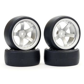 Drift D1 Tyres on 9mm Offset 5 Spoke Satin Silver Wheels (Pack of 4)