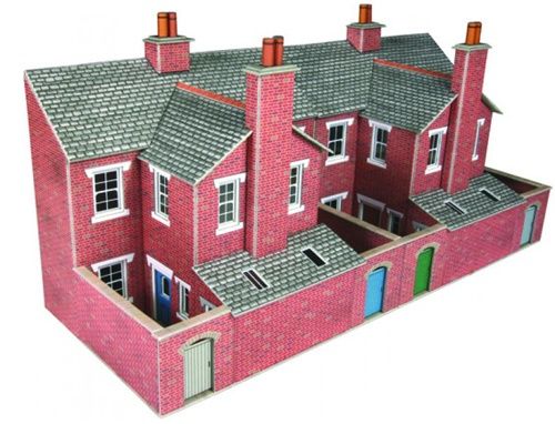 Low Relief Red Brick Terraced House Backs (OO) (Discontinued)