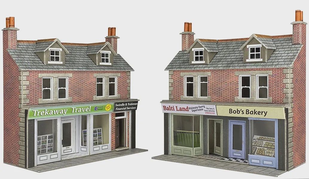 Low Relief Red Brick Terraced Shop Fronts (OO)