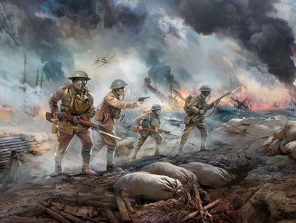 Military ICM 1/35 British Infantry in Gas Masks (1917) 4 Figures