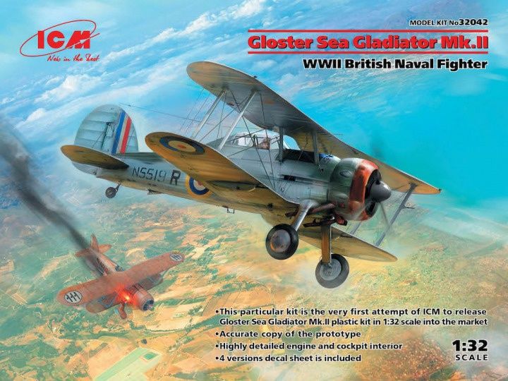 Aircraft ICM 1/32 Gloster Sea Gladiator Mk.II WWII British Naval Fighter