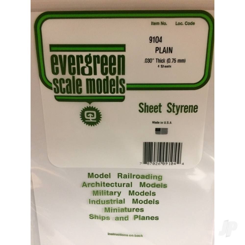 8x21in (20x53cm) White Sheet .030in Thick (4 Sheet per pack)
