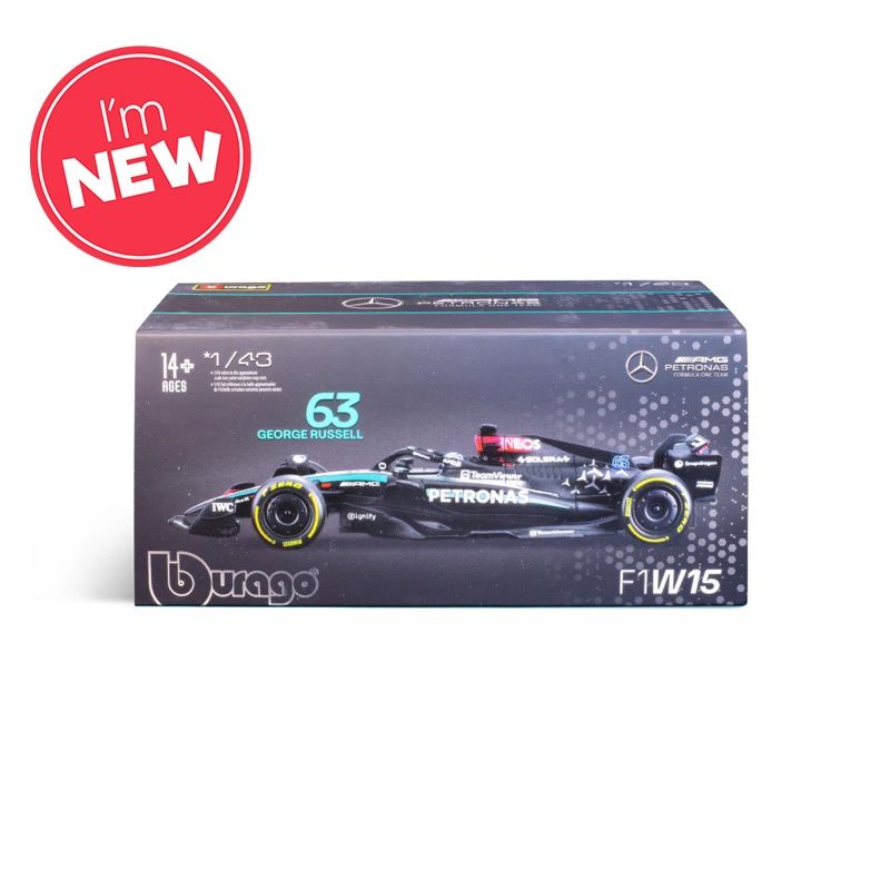 1:43 F1 MERCEDES AMG W15 2024 WITH HELMET RUSSELL