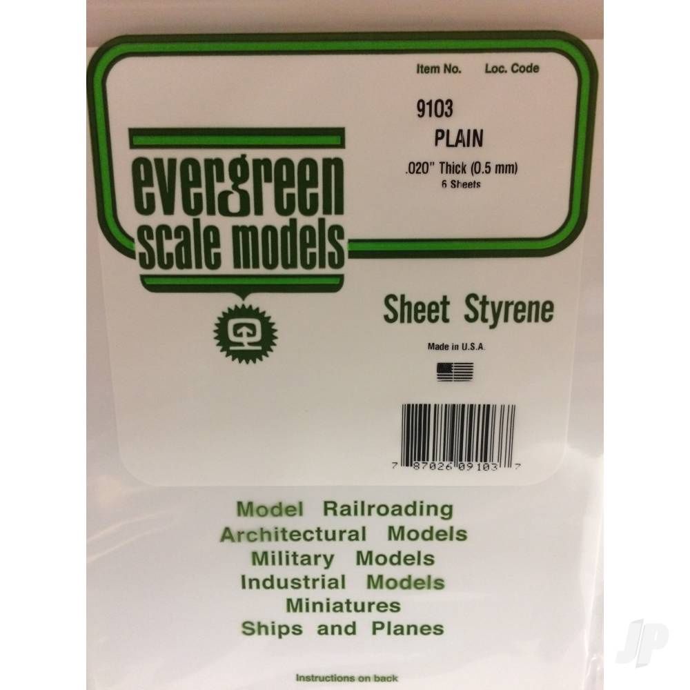 8x21in (20x53cm) White Sheet .020in Thick (6 Sheet per pack)