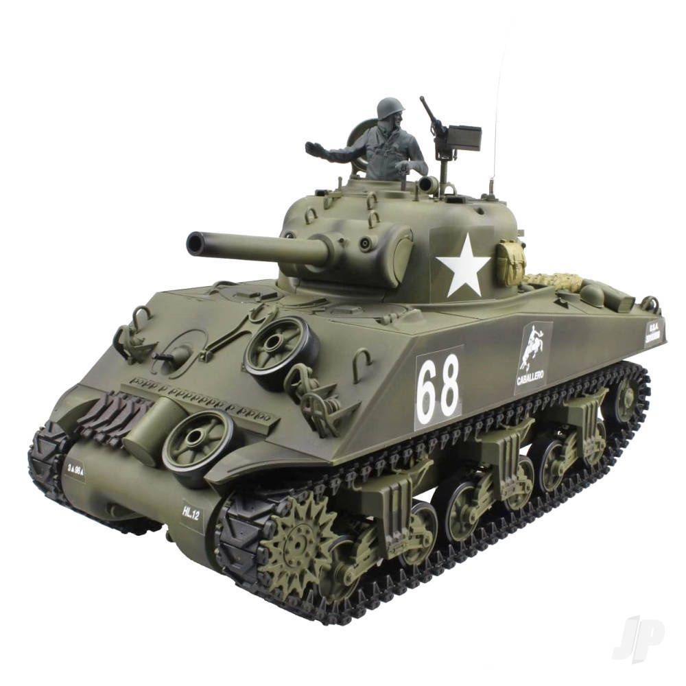 1:16 U.S. Medium Tank M4A3 Sherman with Infrared Battle System (2.4GHz + Shooter + Smoke + Sound + Metal Gearbox)