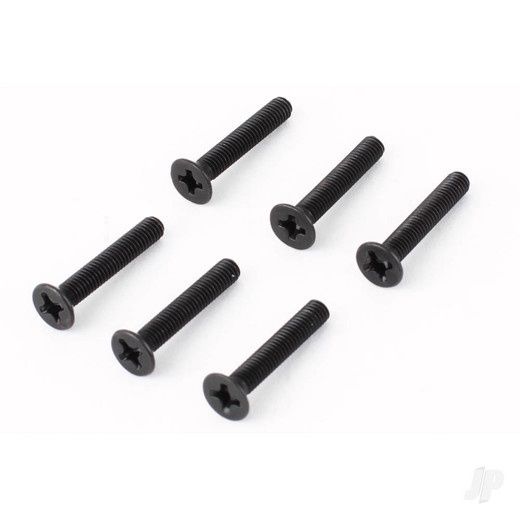 M3 Flat Head Screws Black (3x20mm) Phillips Head 6pcs