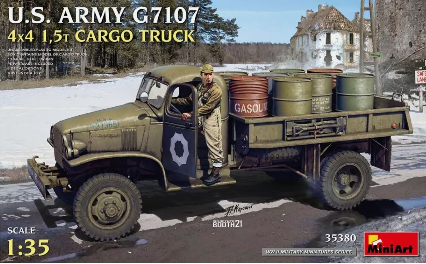 Military MiniArt 1/35 U.S. Army G7107 4x4 1.5T Cargo Truck Overlord Red Ball