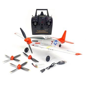 P-51D Mustang V2 Red 4Ch 400mm Brushed with Gyro RTF