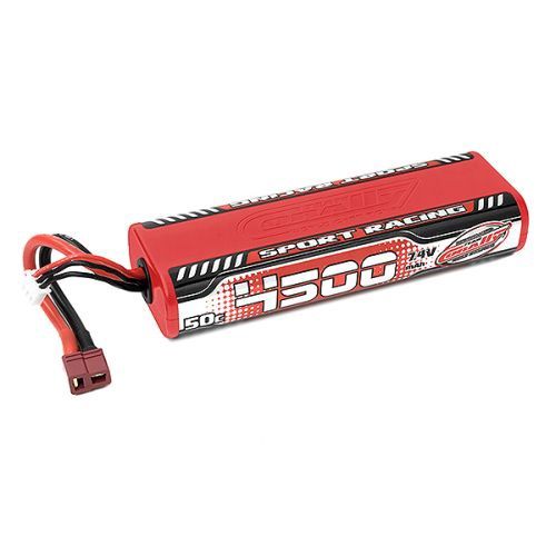 Corally Sport Racing 50C LiPo Battery 4500mAh 7.4v Round/Oval 2S Stick Pack (Deans Plug)