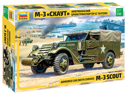 Military Zvezda 1/35 M3 Scout Armoured Car with Canvas
