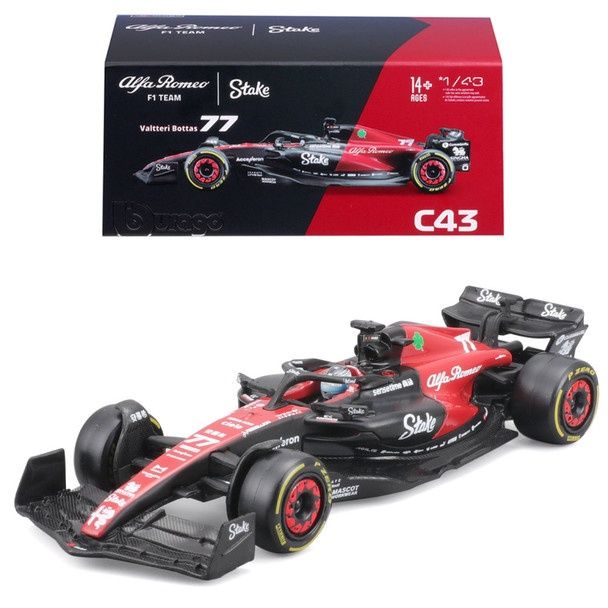 1:43 F1 Alfa Romeo Stake C43 #77 Vatteri Bottas w/Helmet 2023