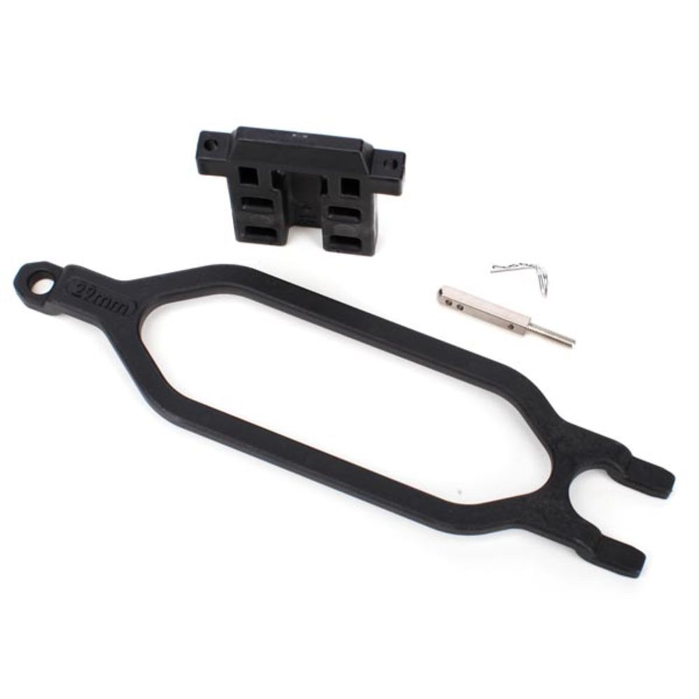 Hold down, battery / hold down retainer / battery post / angled body clip (allows for installation of taller, multi-cell batteries)