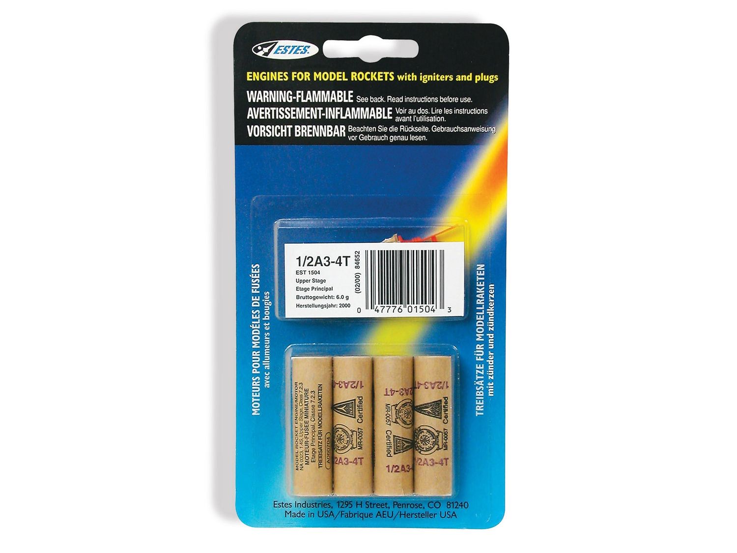 Estes 1/2A3-4T Rocket Motors (Pk4)