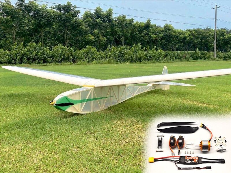 Valueplanes Leprechaun Pro 102" Vintage Glider Balsa Kit 2.6M Wingspan + Power System Bundle