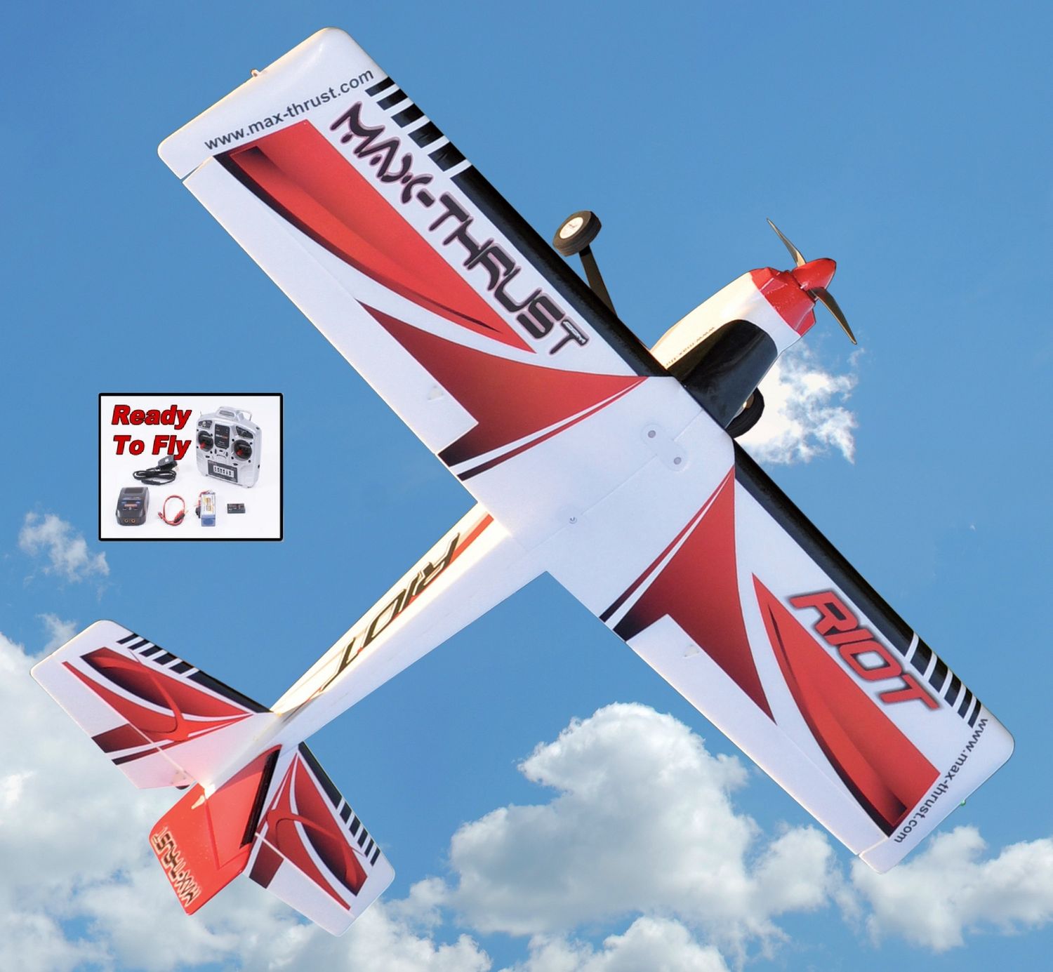 Max-Thrust Riot V2 RTF - Red (2.4GHz Radio and 11.1v Batt)