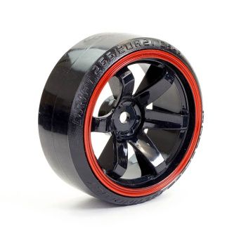 Street/Drift Tyre 6-Spoke Wheel (6mm Offset) - Black with Red Trim