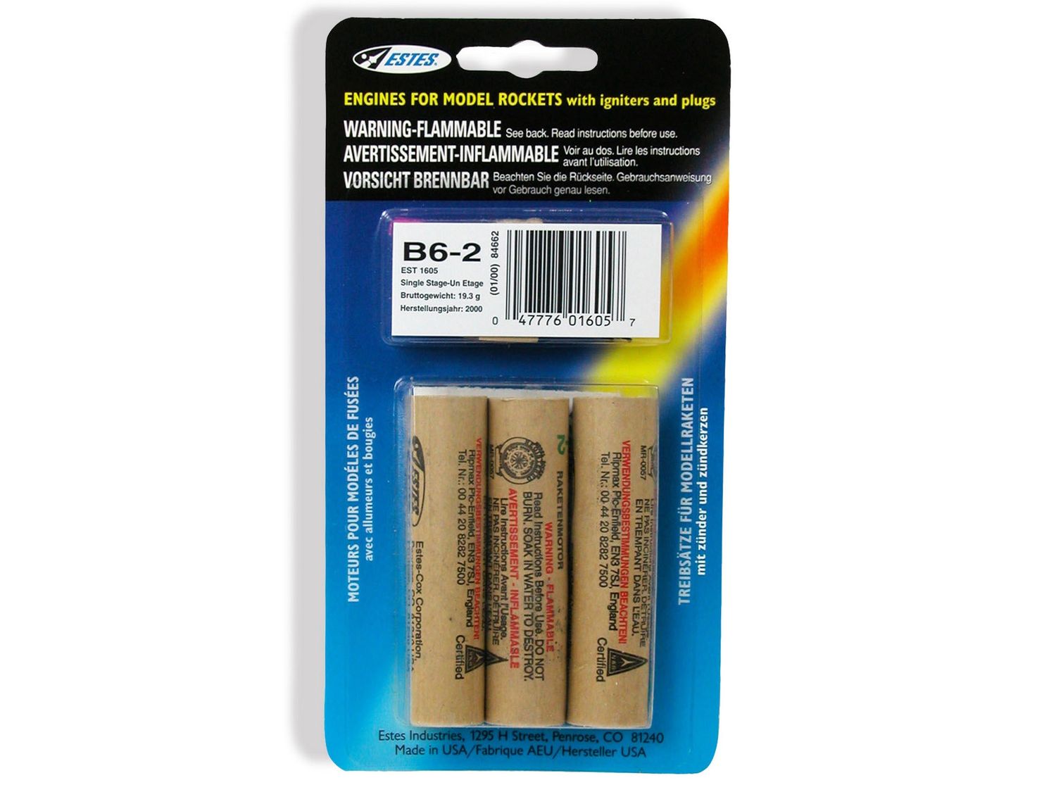 Rocket Motors B6-2 (Pk3)