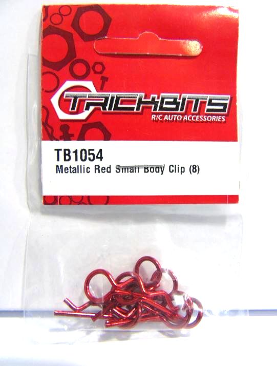 Small metallic red body clips