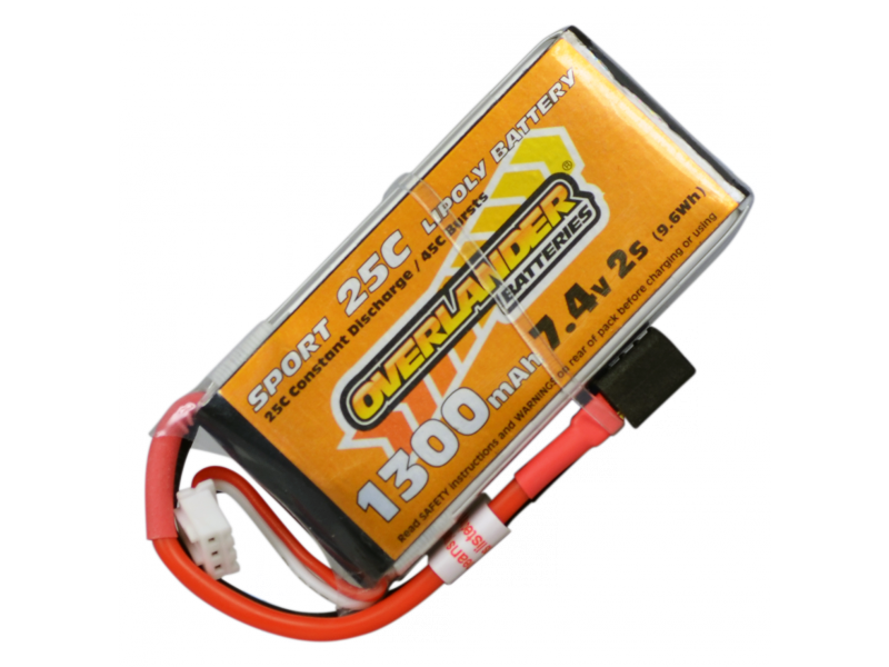 1300mAh 2S 7.4v 25C Lipo Battery - Overlander Sport