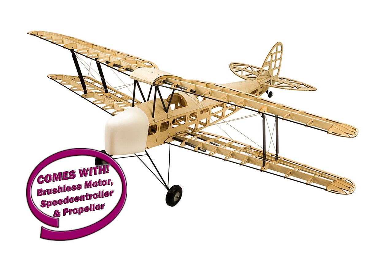 DW Tiger Moth Balsa Kit 1.4M (3250 650kv Motor, 60a ESC, Prop)