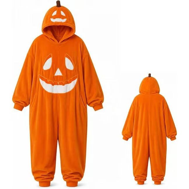 Women's Thick Coral Velvet One-Piece Pajamas – Cozy Zip-Up Halloween Loungewear for Fall &amp; Winter