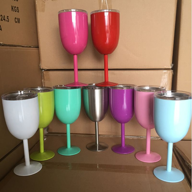 304 Stainless Steel Double-Wall Insulated Wine Goblet – 10 oz Rose Red Tumbler