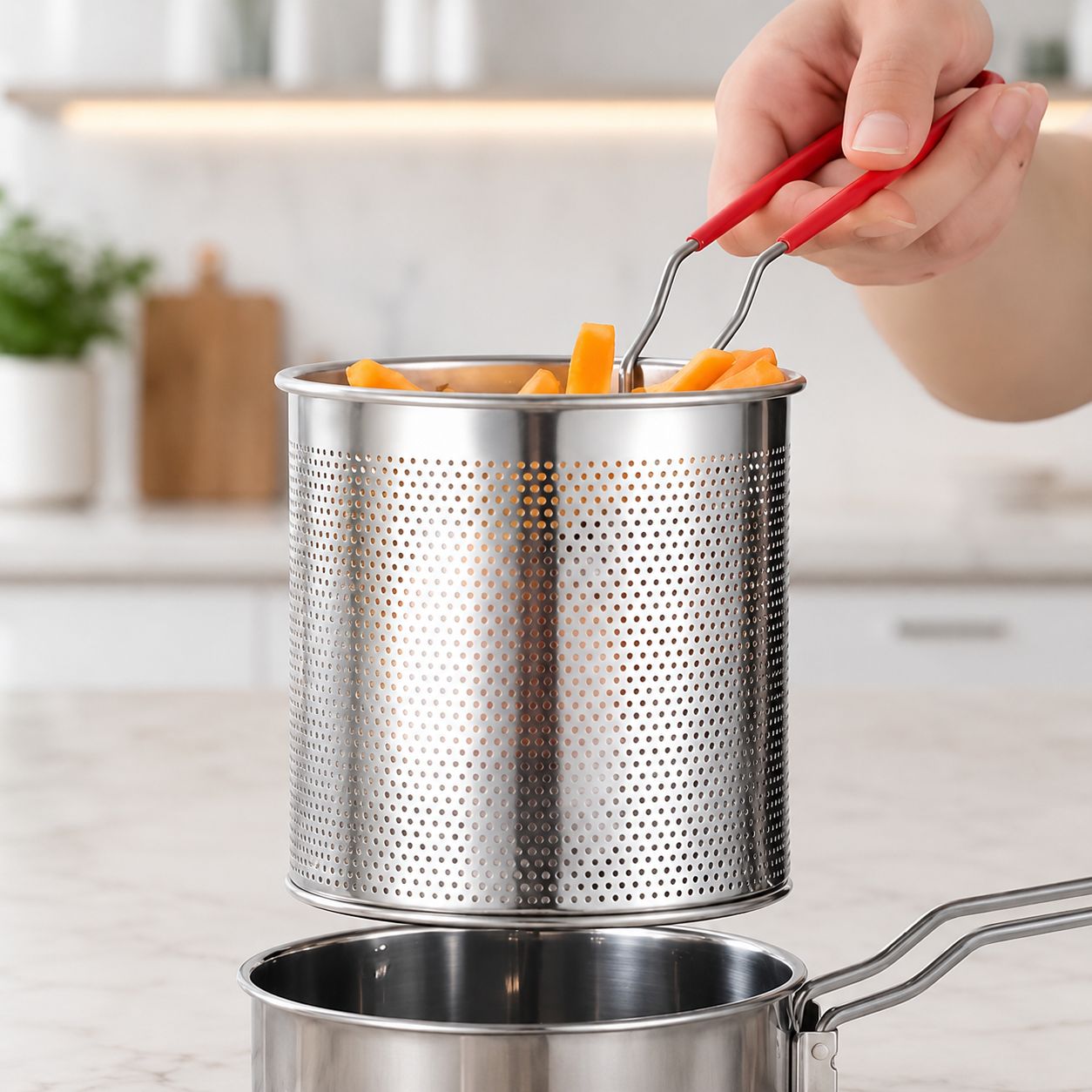 Stainless Steel Mini Deep Fryer Pot – Oil-Saving Multifunctional Frying Pot for Gas &amp; Induction Cooktops