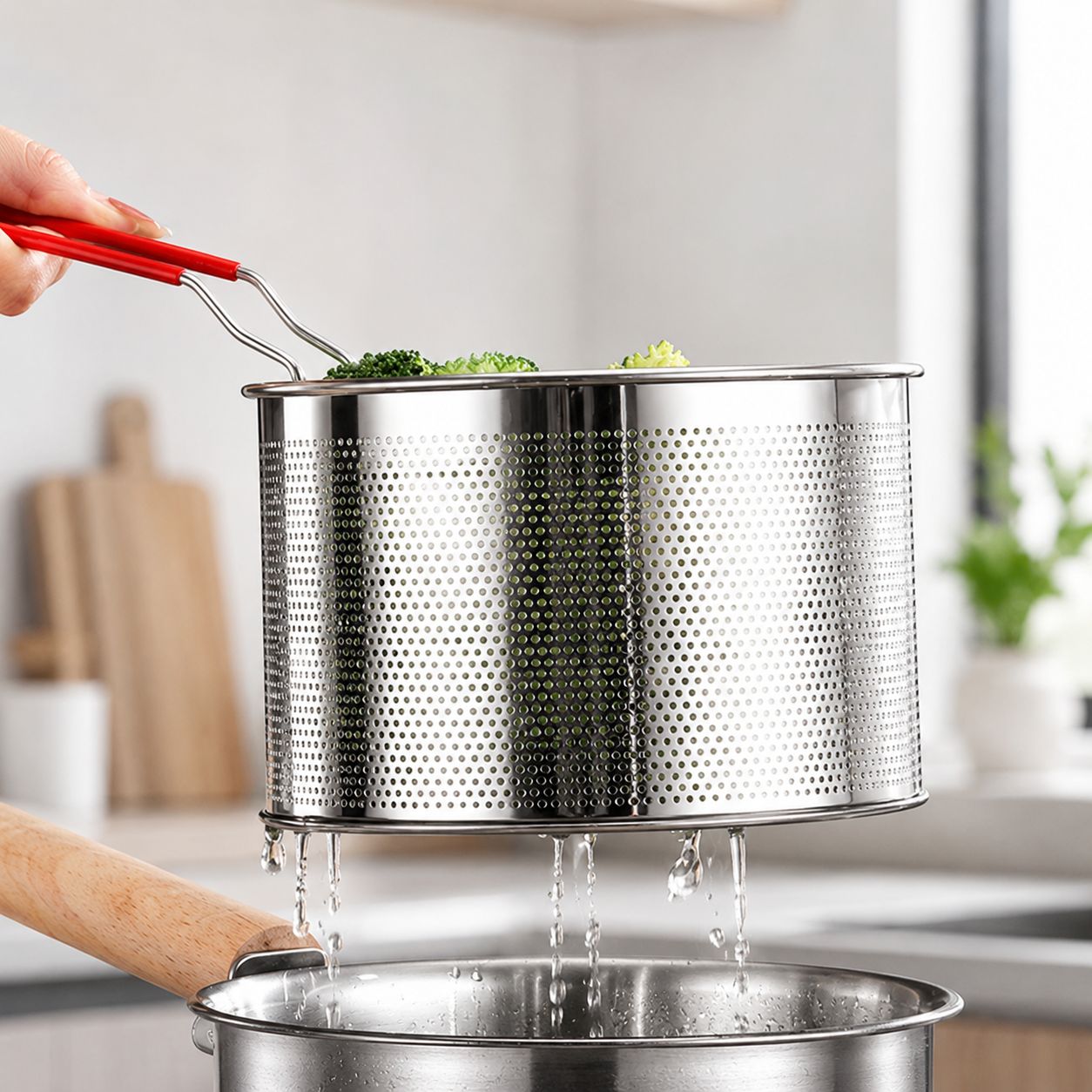 Stainless Steel Multipurpose Frying Pot with Basket &amp; Filter – Non-Coated Saucepan for Frying, Soup &amp; Milk